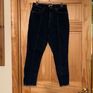 Loft curvy high rise straight frayed jeans